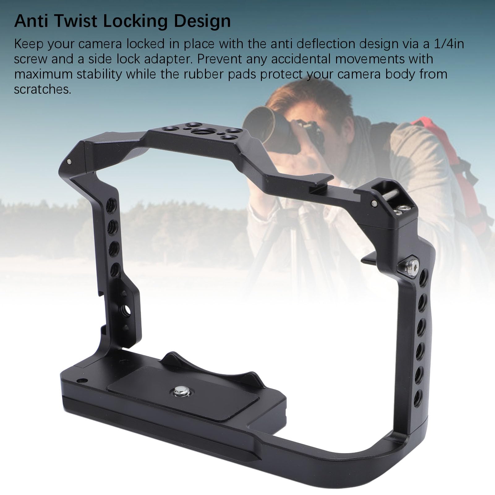 XUMIUZIY Camera Cage per R8, Telaio in Lega di Alluminio Rigido | Rig per telaio fotocamera per R8, con base Arca, slitta fredda, slot per cinghia, fori per viti da 1/4 3/8 pollici per