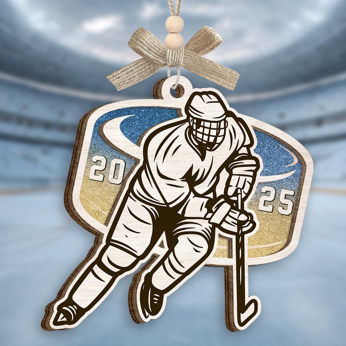 Ice Hockey Christmas Ornament 2025 - Ice Hockey Gifts for Player Coach Team Friend, Sport Ornament for Men Women, Wooden Christmas Ornaments for Tree Decor - Holiday Keepsake & Xmas Gift Exchange Idea - Image 2