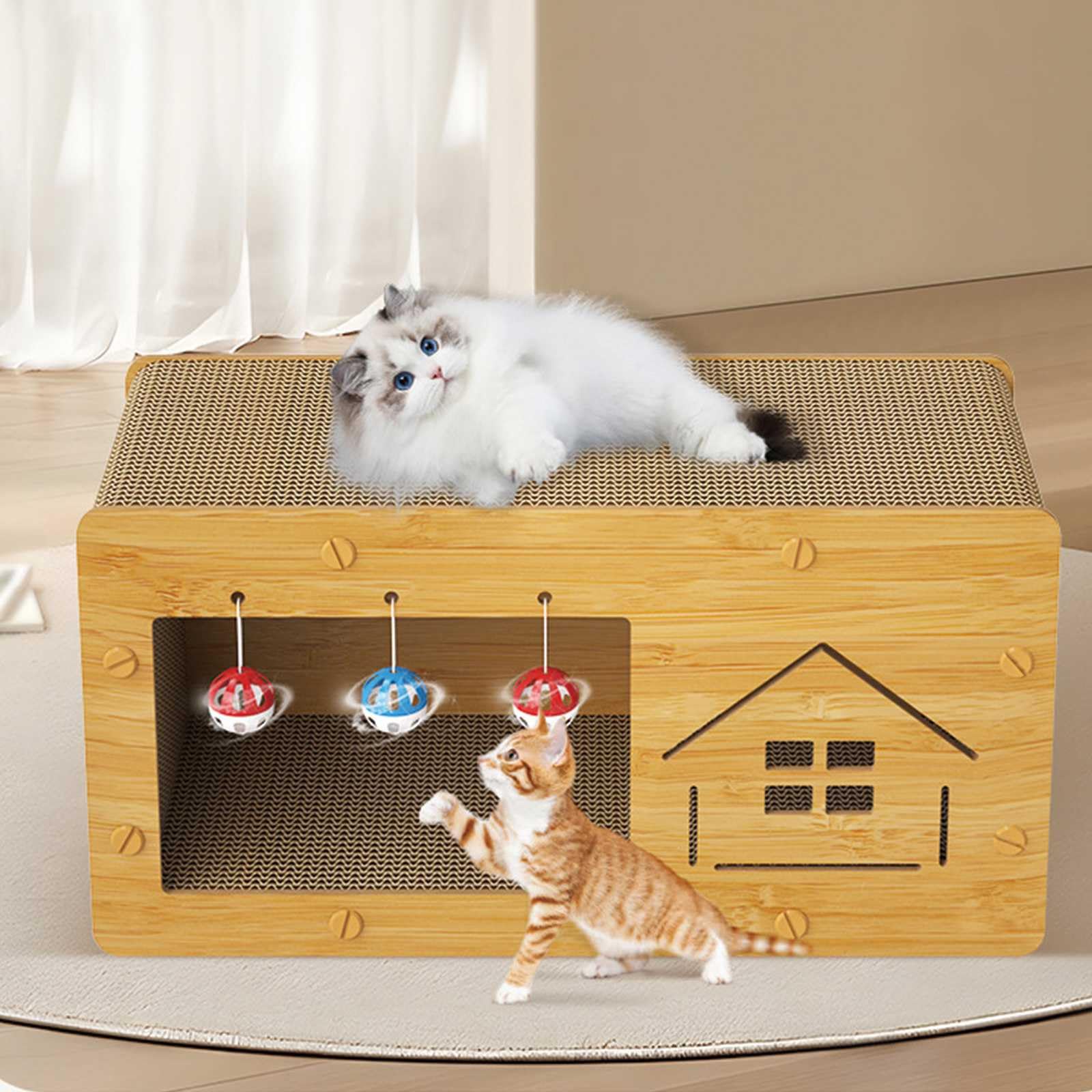 Amazon.co.jp: 猫 爪研ぎハウス 爪研ぎ 猫 ダンボール 箱式 木製