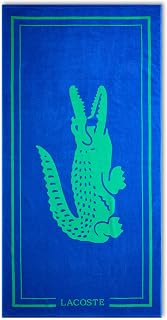 Lacoste 100% Cotton Oversized Beach Towel, Frame Croc | Ultra-Absorbent Terry Loop, Fast-Drying, Soft Velour Finish, Durable for Beach & Pool Use, 36"W x 72"L