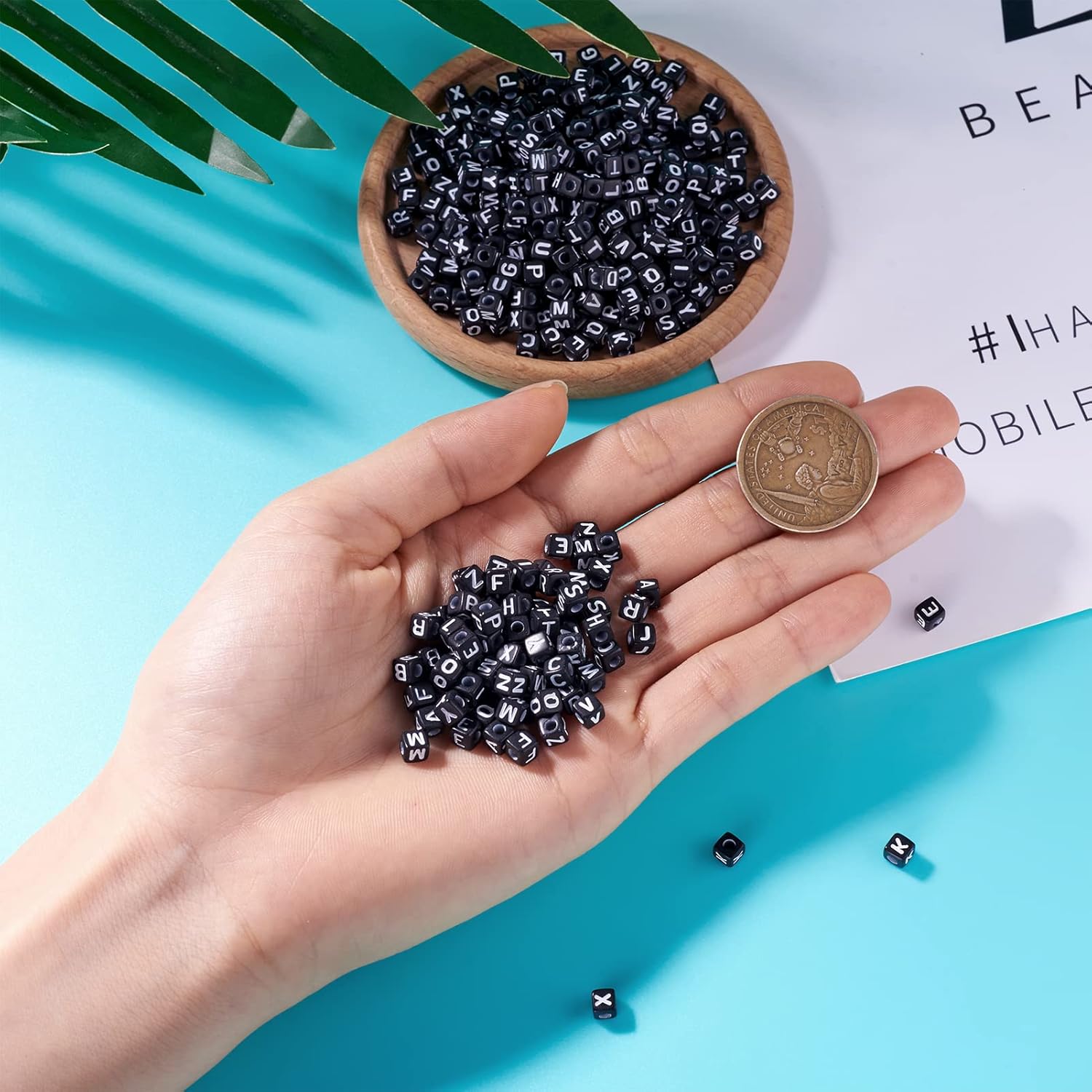 FASHEWELRY 500Pcs Cube Acrylic Letter Beads 5x5x5mm Black Square A-Z Alphabet Beads for DIY Bracelet Necklace Jewelry Making - Image 7