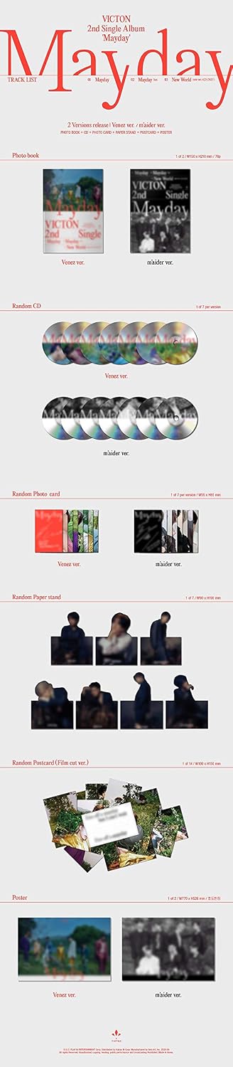 Victon 'Mayday' 2nd Single Album M'aider Version CD+76p PhotoBook+1p PhotoCard+1p PostCard+1p Paper Stand+Message PhotoCard SET+Tracking Kpop Sealed
