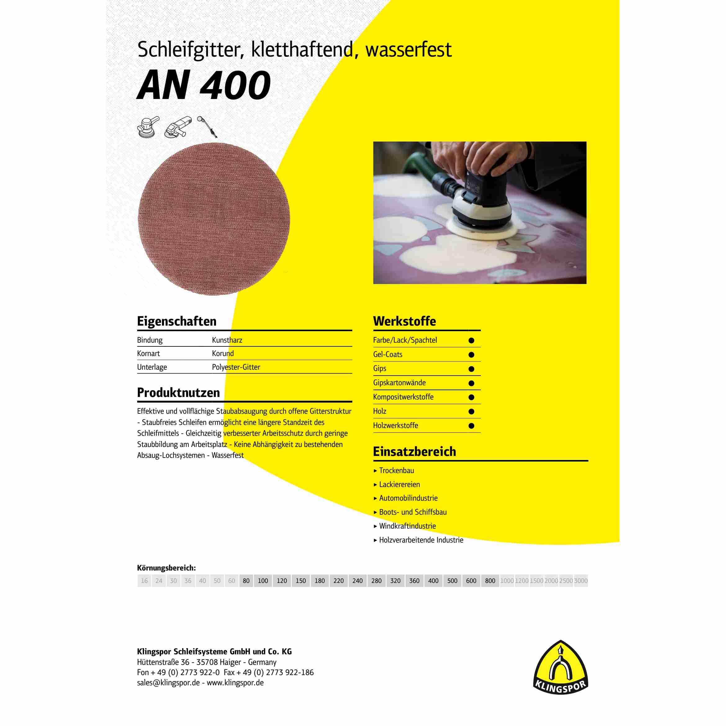 AN 400 - Discos de Lija Abrasivos (50 unidades, 125 mm, grano 180) : 337905