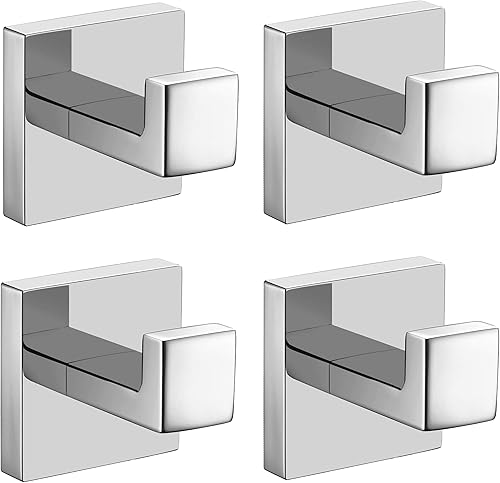 Miniatura 9 de Nolimas Paquete de 4 ganchos para toallas de baño de acero inoxidable negro mate para ropa y abrigos, gancho cuadrado montado en la pared para