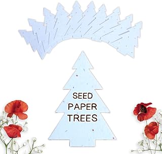 Greenili Plantable Seed Paper Trees - Handmade Seeded Paper Shapes for Gift Tags, Christmas Cards or Party Bags - Recycled Card Seed Bombs with Bee Friendly Flower Seeds (10)