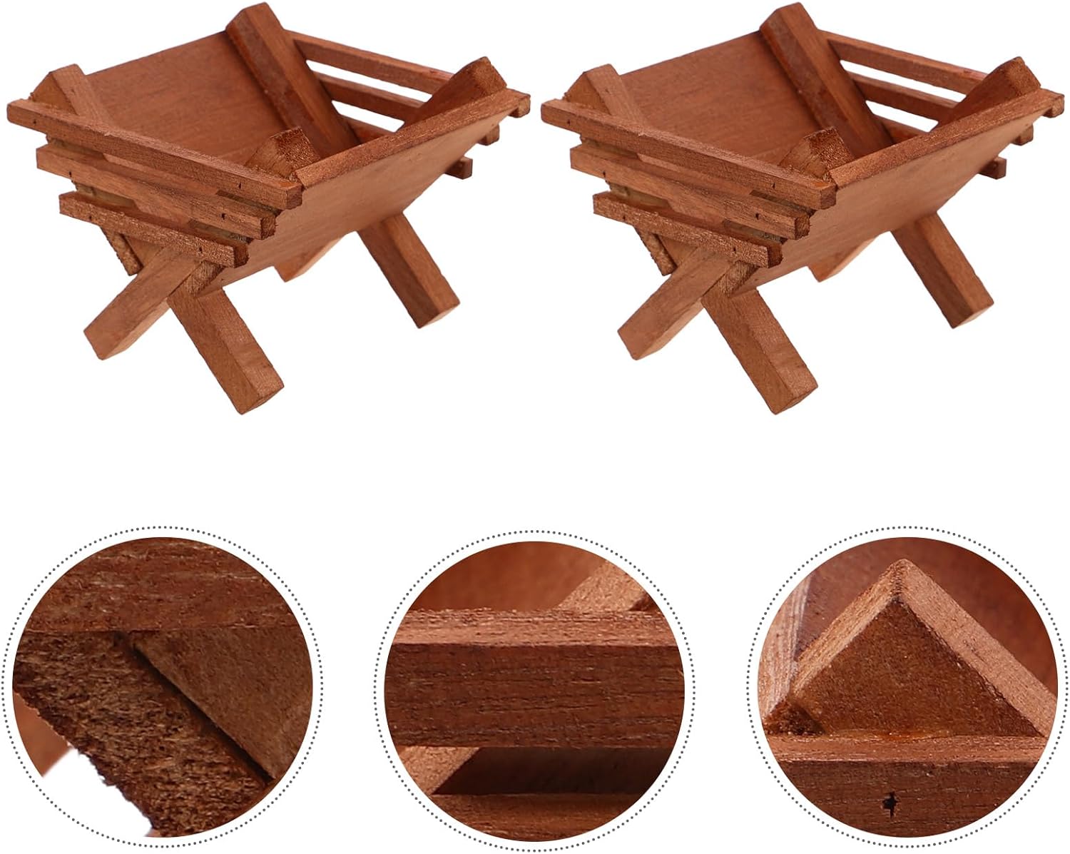 LOGOFUN 4PCS Wooden Nativity Scene Set for Christmas Table Decor with Holy Family Figures