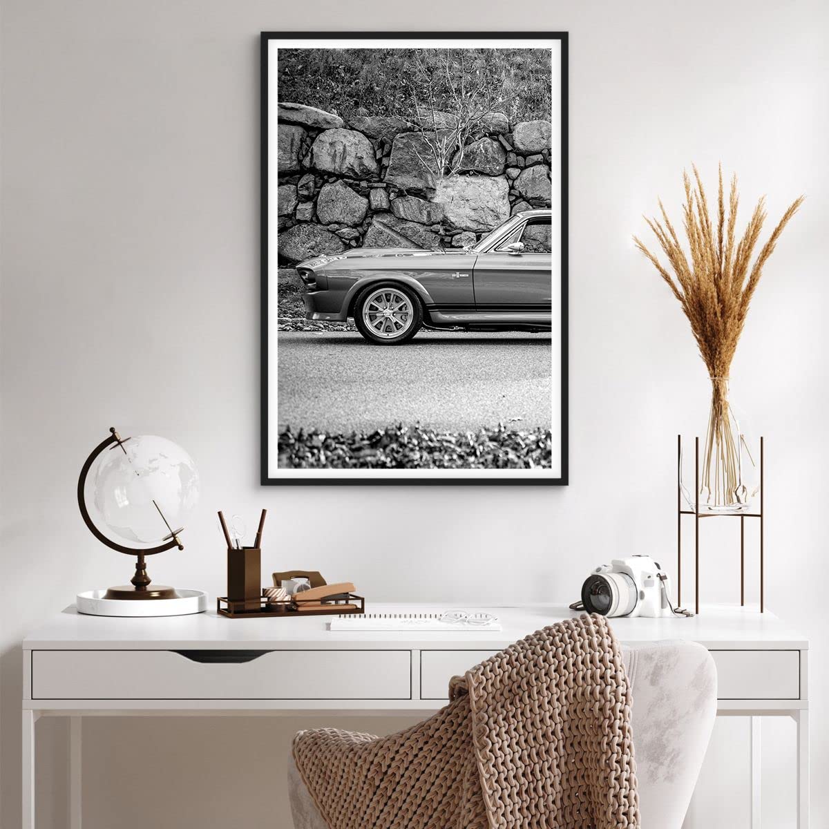 Cuadro Póster Marco Negro 61x91 cm Blanco y Negro Coches - 5011 - P2B