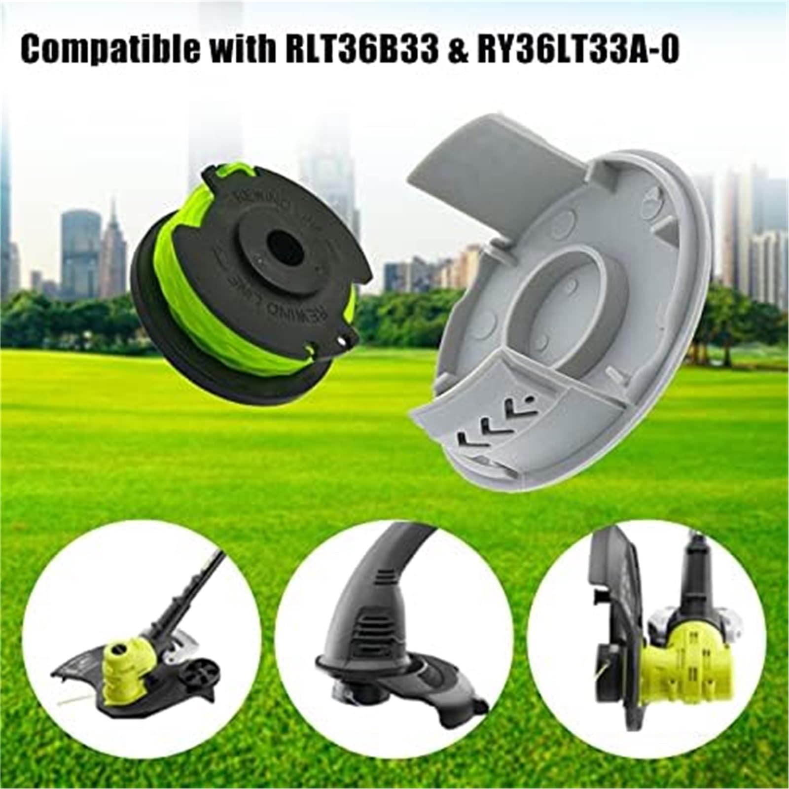 Automatyczna szpula kosiarki Szpula kosy spalinowej, dla Ryobi Rac143 6.1MX 2Mm 36V żyłka zamienna dla podkaszarki, RLT36B33 RY36LT33A-0(BLACK 8 2)
