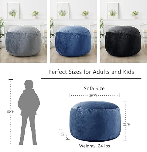 Miniatura 3 de EDUJIN Puf de 3 pies puff de espuma viscoelástica mediana de 3 pies para adultosadolescentes con relleno, funda de terciopelo holandés ultrasuave,