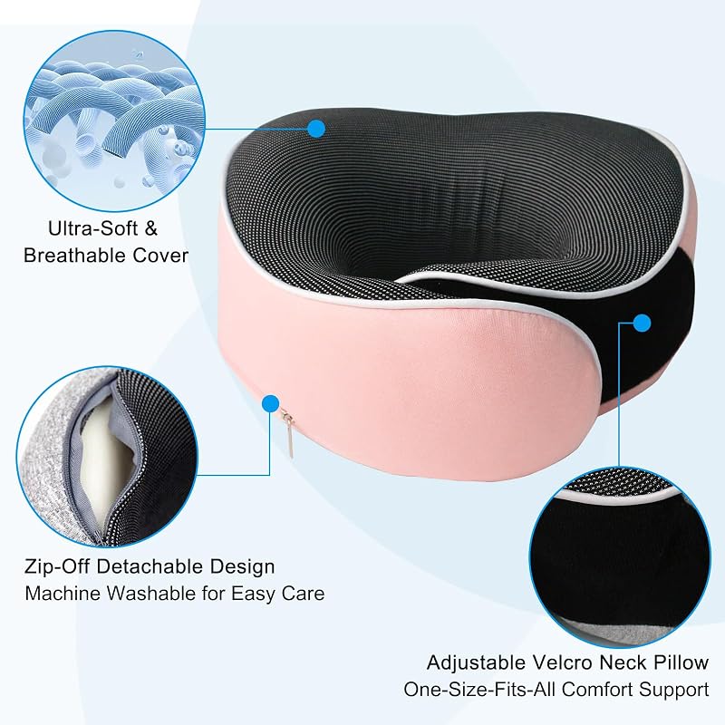 MILADO Utazási Nyakpárna Memory Foam Repülőgéphez Rózsaszín 3D Szemmaszkkal