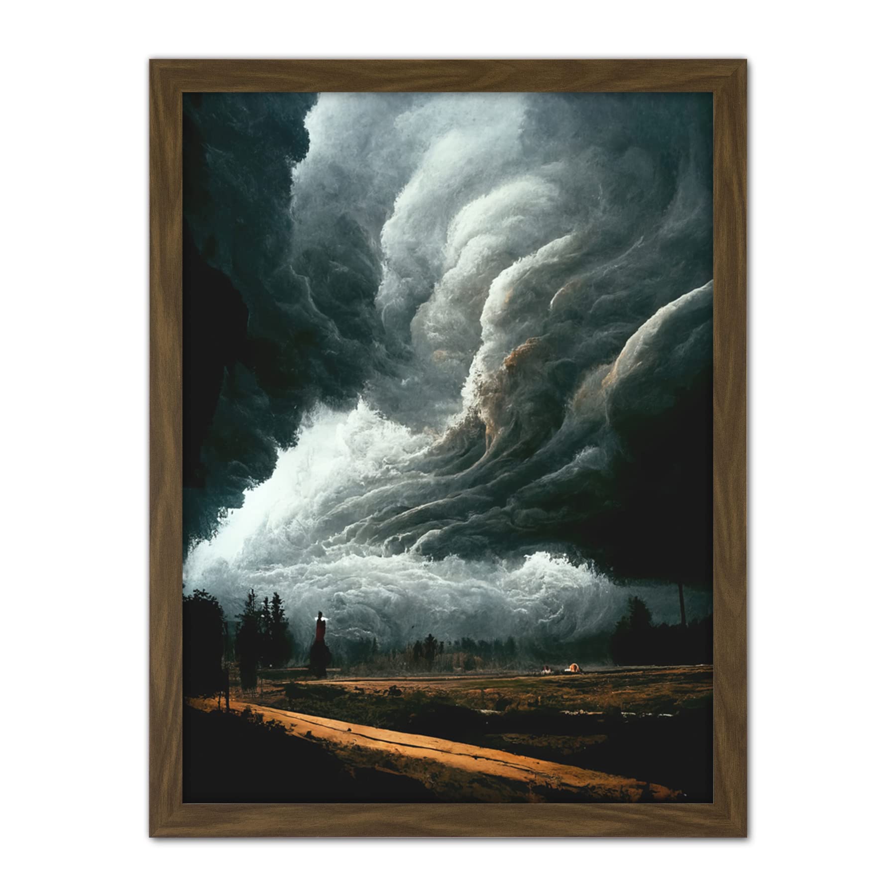 Doppelganger33 LTD The Storm Rolls In Oil Painting Clouds Countryside Artwork Framed Wall Art Print 18X24 Inch