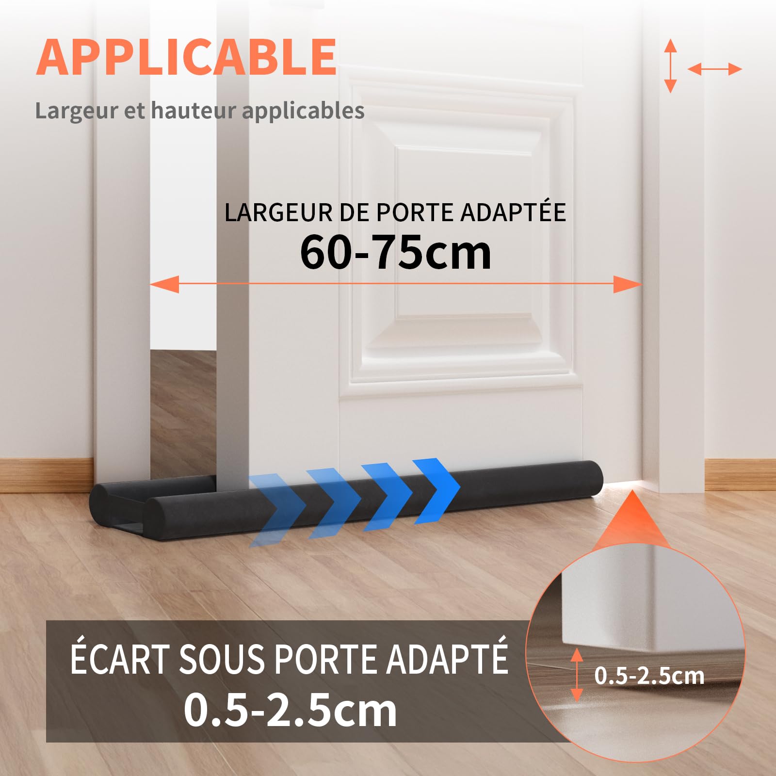 Boudin De Porte Isolant Froid Double Joint Pour Porte 36 Inches, Bas De