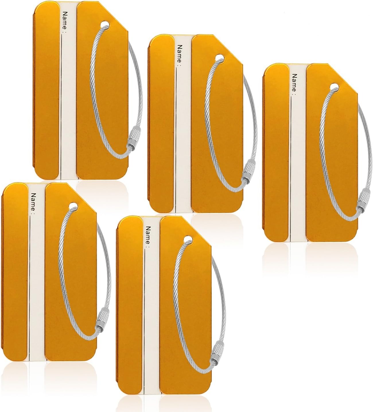 Aluminum Luggage Tag for Luggage Baggage Travel Identifier by Ovener (Gold 5 Pcs)