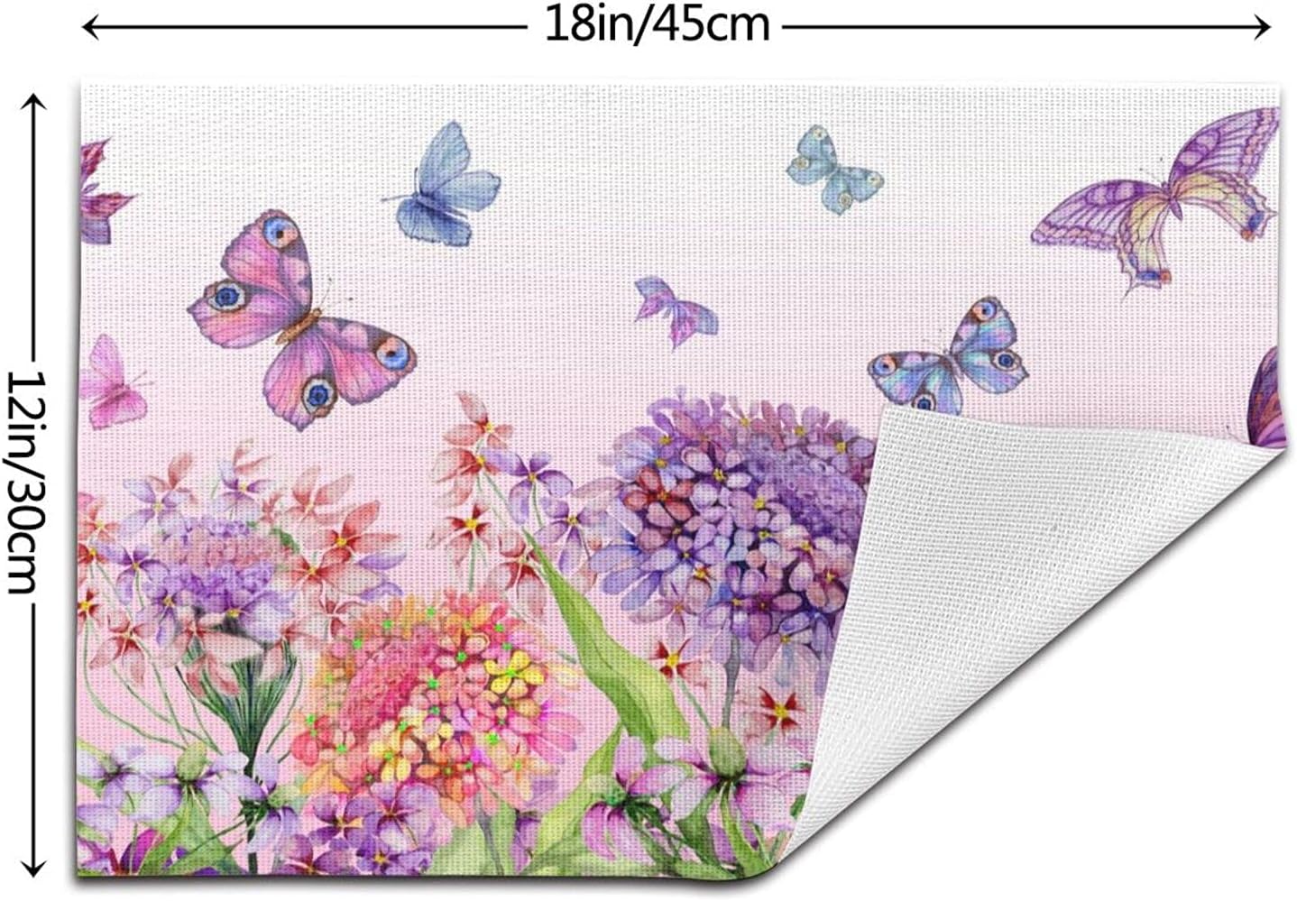 Butterfly Hydrangea Flower Placemats for Dining Table Set of 4, Heatproof Non Slip for Kitchen Table, Washable Woven Vinyl Placemats : Home & Kitchen