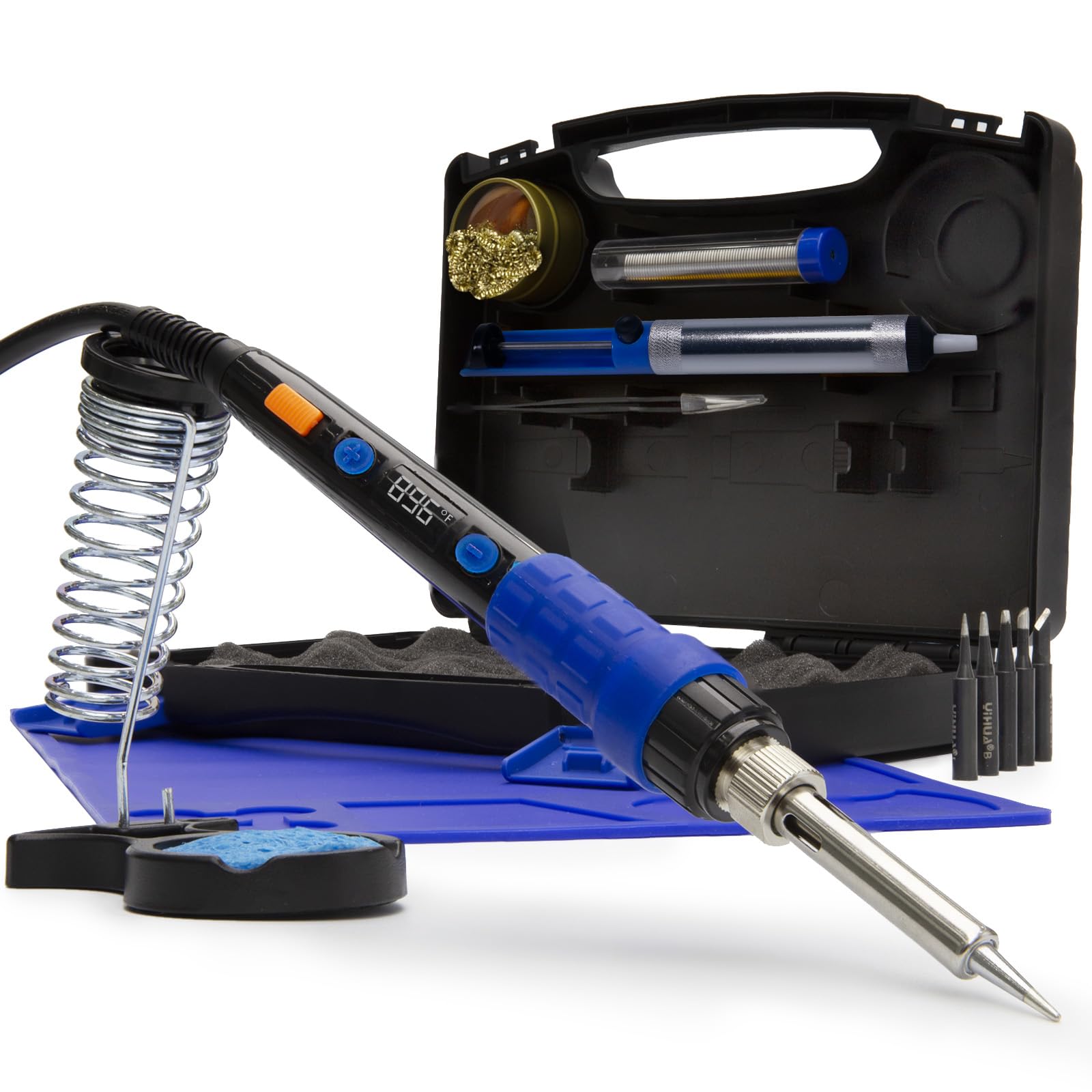 YIHUA 928D Soldering Iron Kit, 65W Soldering Iron, Fully Digital, Display °F/°C, Temperature Control, Accuracy 194~896℉- Soldering Kit with Sleep