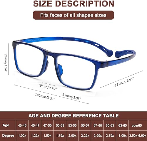 Miniatura 8 de AQWANO Paquete de 2 lentes de lectura para mujeres y hombres, para colgar en el cuello, computadora, bloque de luz azul, duraderos, flexibles, TR90,