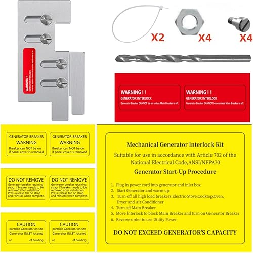 Miniatura 6 de Kit de bloqueo de generador compatible con Eaton Cutler Hammer Vertical Throw 150 o 200 Amp paneles principales, 2 14 pulgadas de espacio entre el