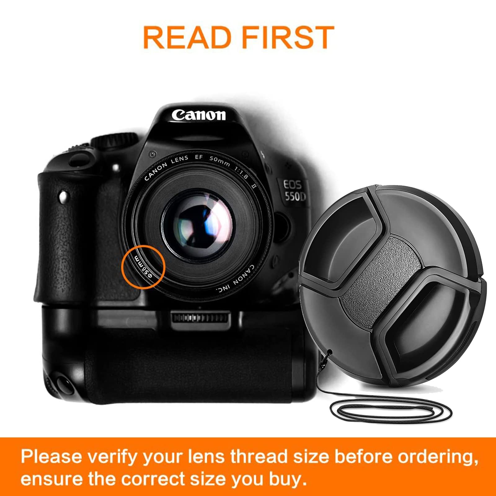 Tresor Tappo Copriobiettivo 58mm per Canon Nikon Pentax Sony Olimpus