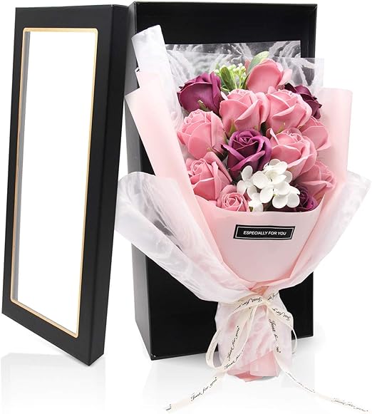 Amazon ソープフラワー 花束 ギフト バレンタインデー 母の日 お花 誕生日 プレゼント 女性 人気 Hanaspeak 薔薇 敬老の日 記念日 開店祝い 造花 石鹼フラワー 枯れない花 感謝 フラワーギフト ピーチ 造花 オンライン通販