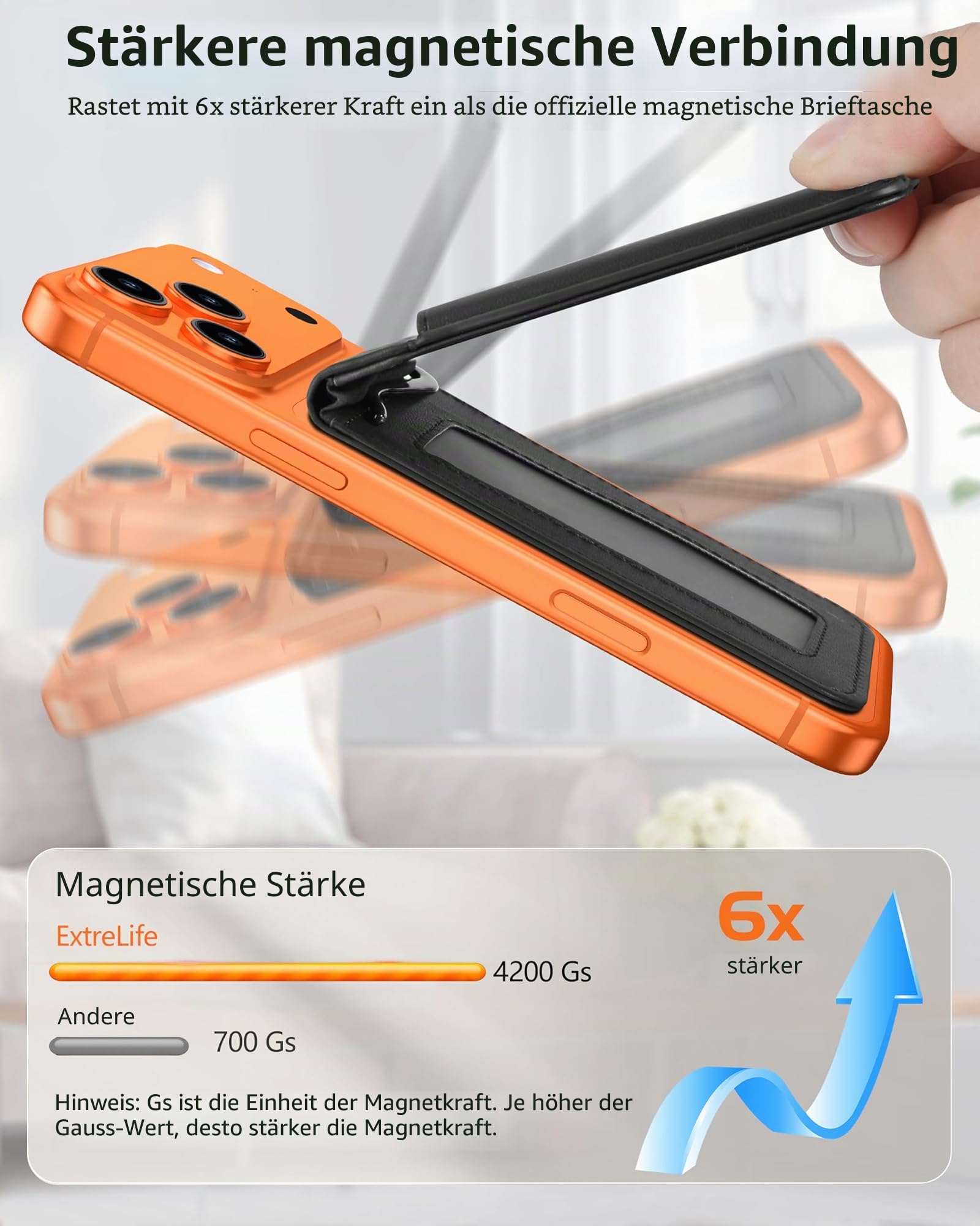 Für Magsafe Wallet Stand mit Geldklammer, stärkste magnetische Brieftasche für iPhone 16/15/14/13/12 Serie, magnetischer Kartenhalter mit Ausweisfenster, 5 Kartenhalter, RFID-Blockierung, nicht für 13