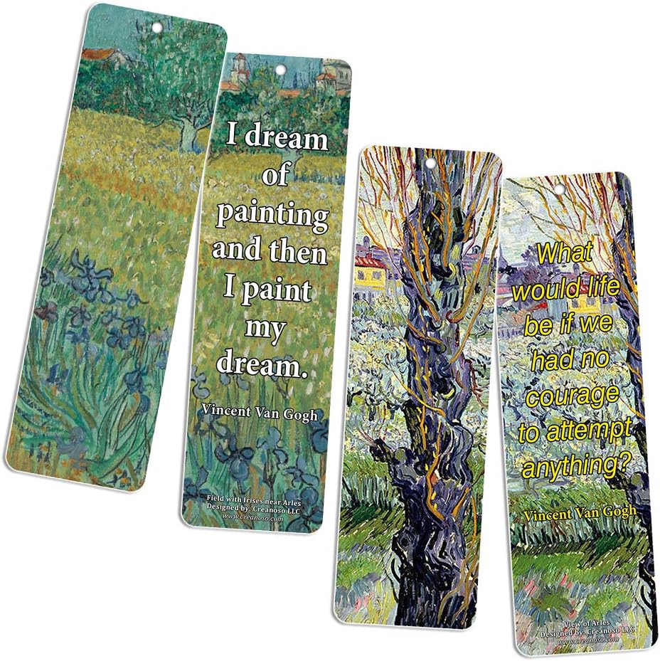 Loving Vincent Van Gogh Inspirational Quotes Bookmarks (60-Pack) - Starry Night Sunflowers Almond Blossom Bookmarker – Stocking Stuffers Gift for Men Women Adult Teens Thanksgiving Christmas New Year