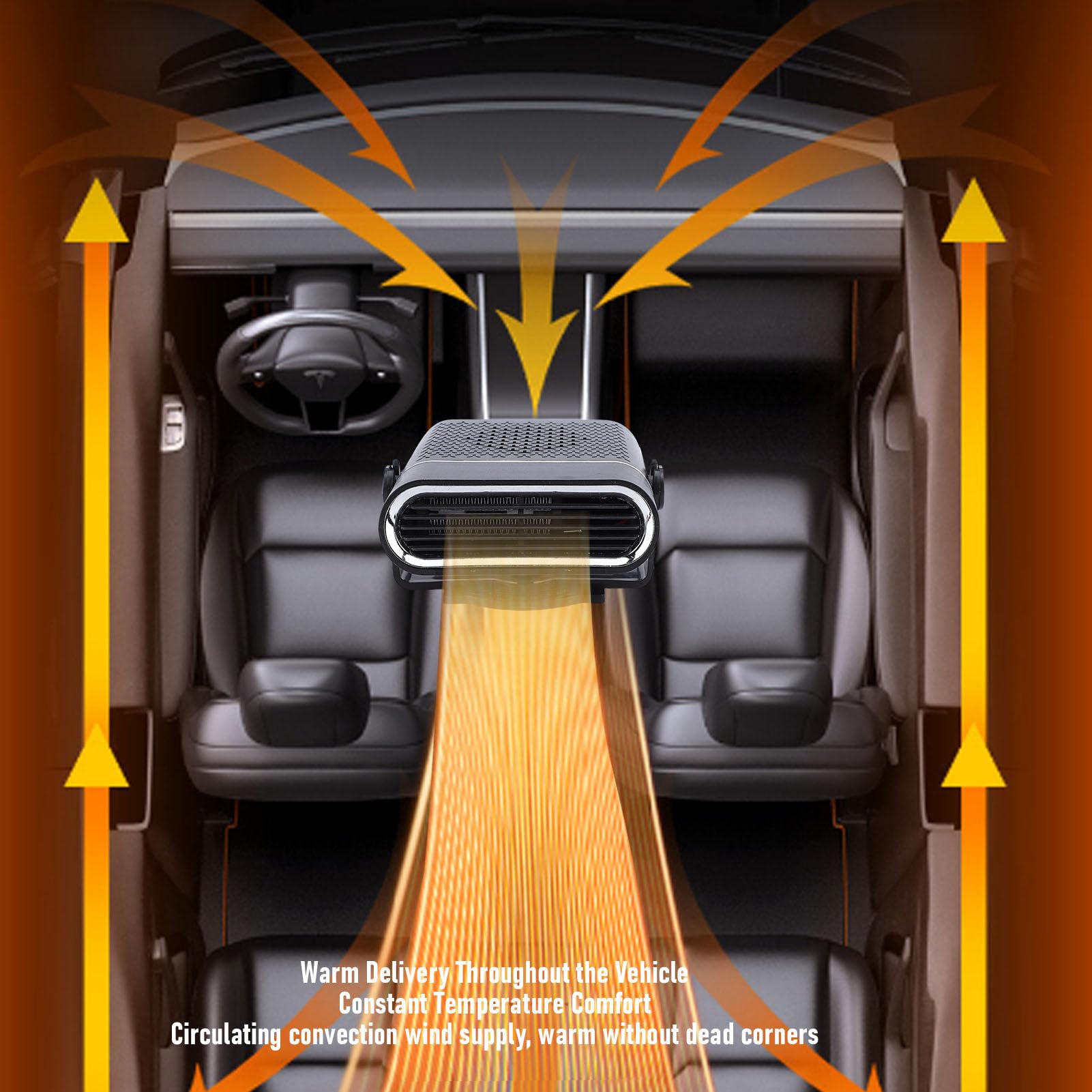 Goshyda Riscaldatore per Auto, Riscaldatori per Auto Portatili da 150 W a 2 Marce per Veicoli, Sbrinatore per Parabrezza a Riscaldamento Rapido Silenzioso per Camion SUV