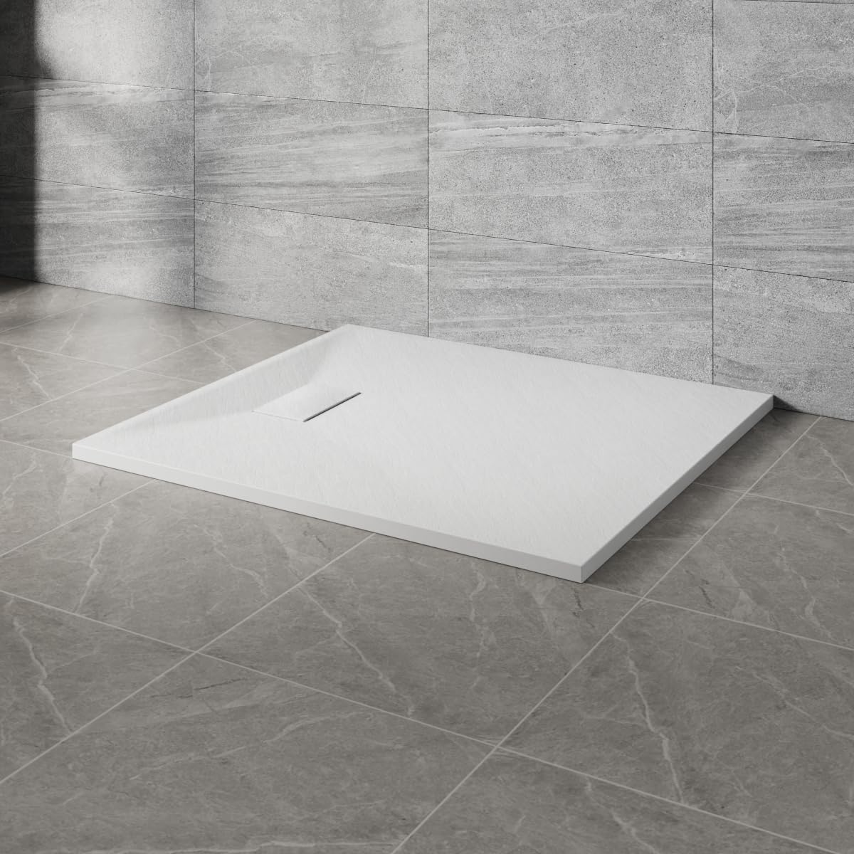NRG 1000x900mm SMC Rectangle Shower Tray White with Fast Flow Waste for Bathroom Enclosures