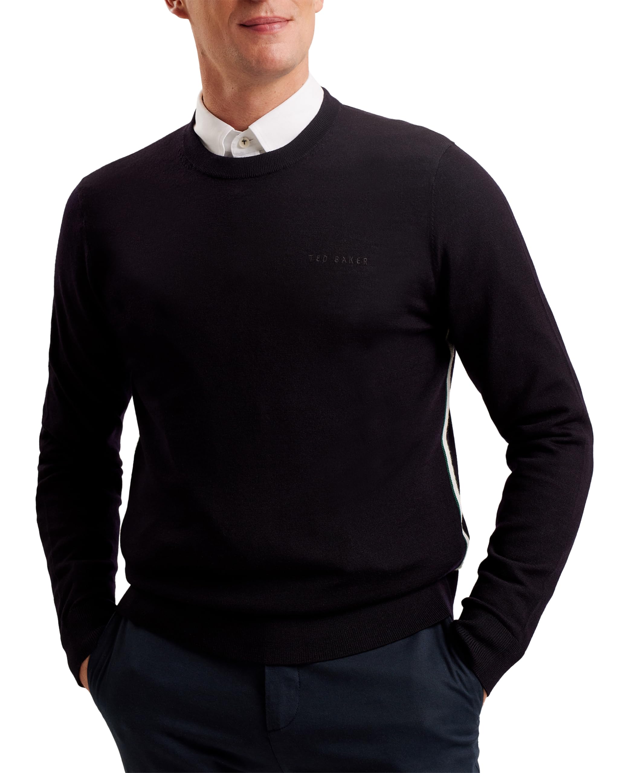 Ted Baker London liblo-Merino Branded Crew Neck, Navy