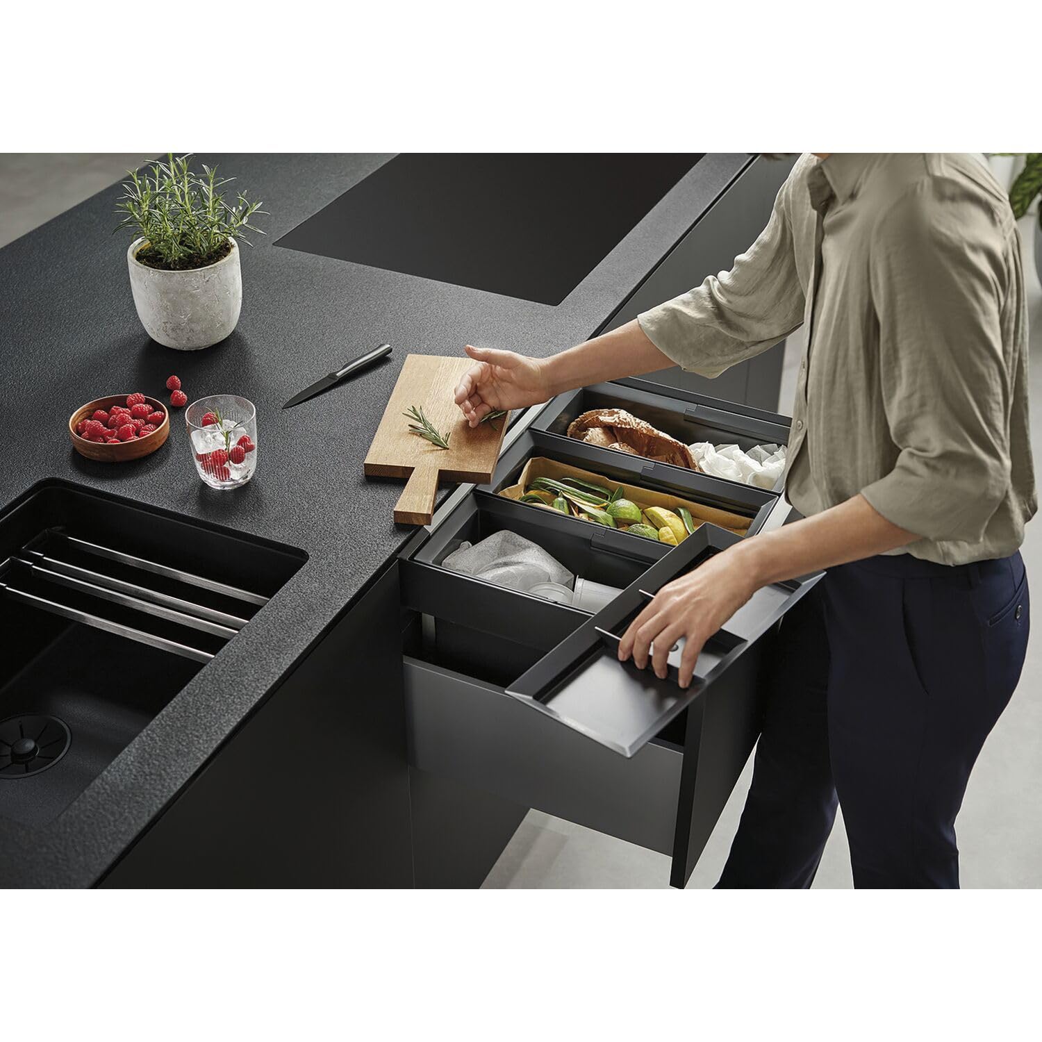 Blanco 229338 Couvercle pour seau de 15 l Compatible avec les systèmes de tri des déchets Select et Flexon II