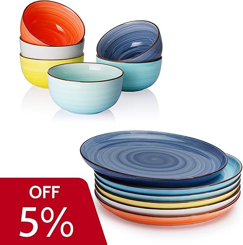 Sweese Juego de 6 platos redondos de postre de helado de 10 onzas y 7.4 pulgadas