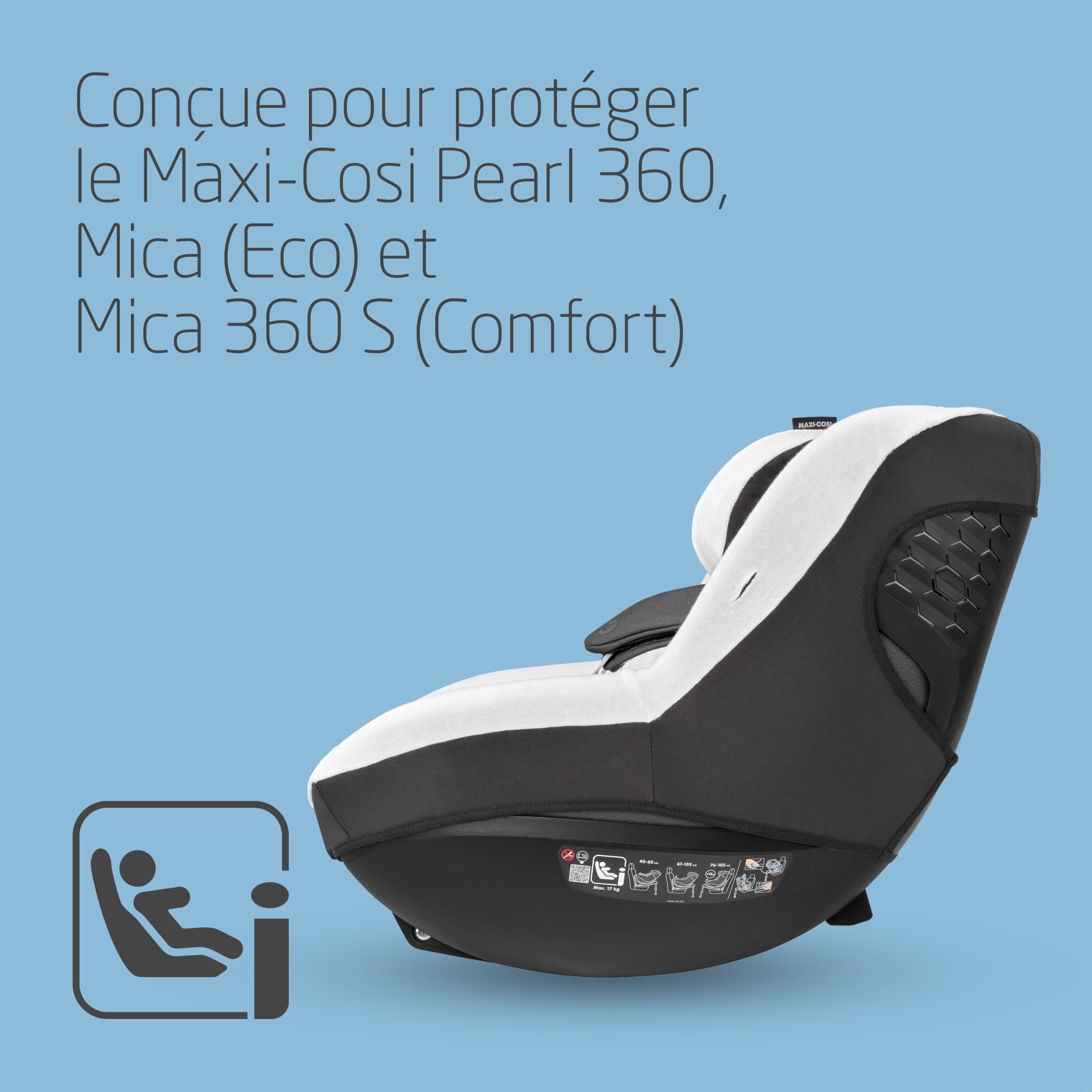 Maxi-Cosi Housse de Siège-auto en Coton Biologique pour Pearl 360, Mica (Eco) et Mica 360 S (Comfort), Matériaux Doux, Respirants et Absorbant L'humidité, Lavable en Machine, Natural White