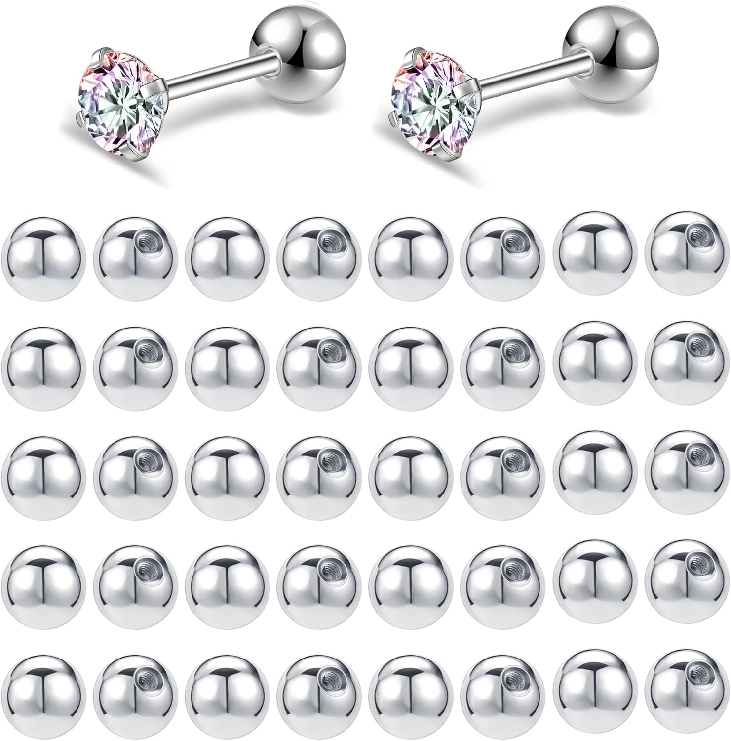 AoedeJ Stainless Steel Earring Backs Ball Back Earrings Backs Replacements Screw On