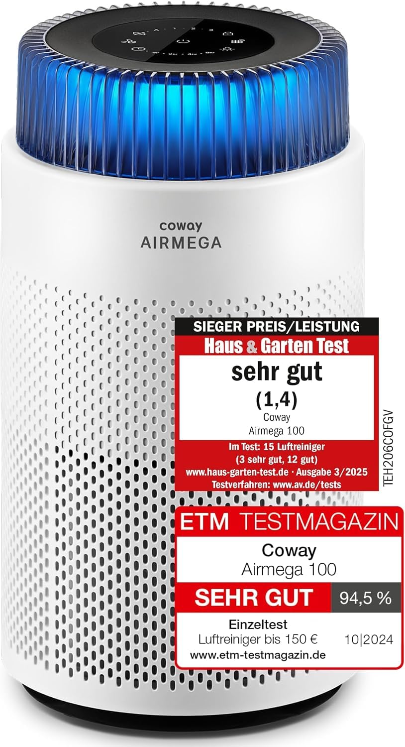 COWAY Luftreiniger für Zuhause Schlafzimmer, HEPA, Schlafmodus, AIRMEGA 100