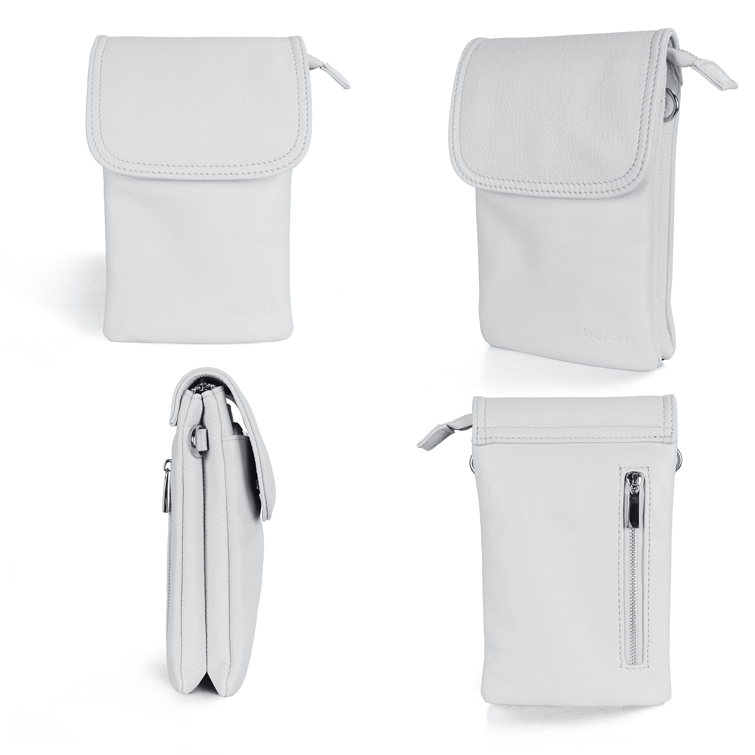 befen Echtleder Handytasche zum Umhängen, Handy Umhängetasche Damen Klein, Handtasche mit Geldbörse zum Umhängen Leder, Crossbody Bag Damen mit Verstellbarer Riemen und Schlüsselanhänger