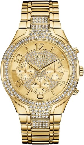 GUESS Reloj de vestir deportivo brillante en tono dorado, Tono dorado