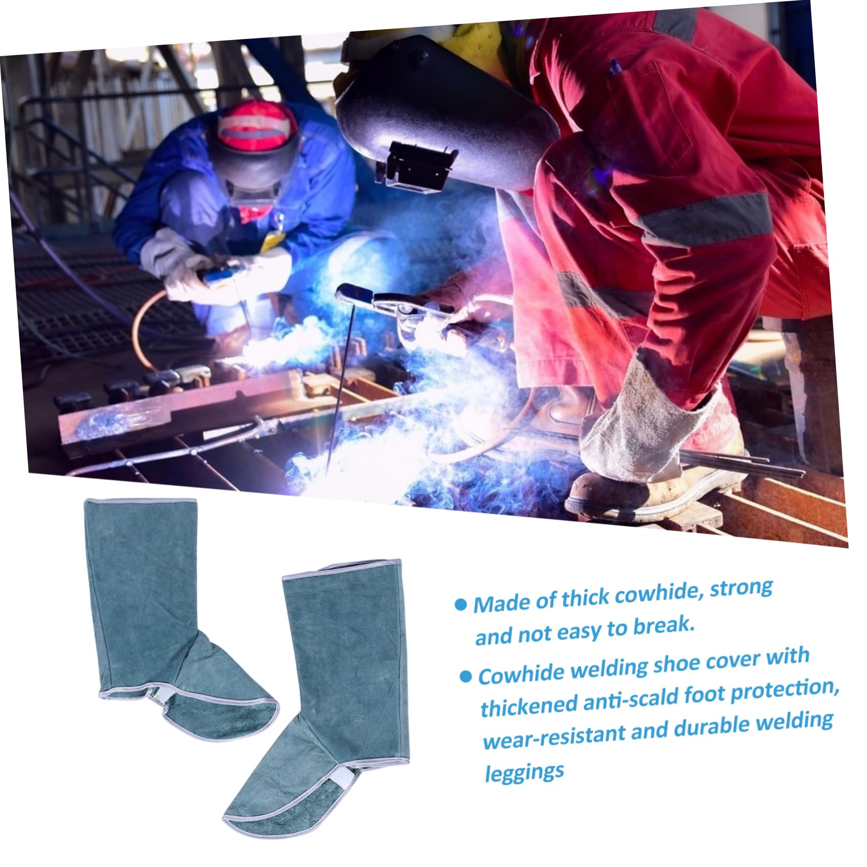 WOONEKY 1 Pair Welding Foot Cover Foot Cover Spout Shoe Protectors Shoes Shoe Covers Welding Feet Protector Welding Protective Cover Welding Boot Covers Footmuff Abrasion Blue Cowhide