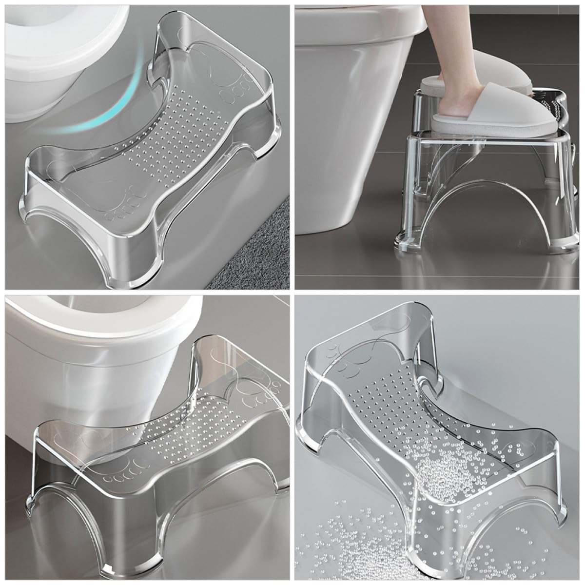 Sgabello per Wc Pieghevole Antiscivolo in Pet per Adulti | Portatile, per Bagno e Asili, Supporto Fino a 50kg, Favorisce Autonomia