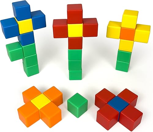 Miniatura 4 de Tytan Tiles - Juego de 50 cubos magnéticos para niños, juego creativo, reconocimiento de formas y patrones, bordes redondeados seguros, muchas