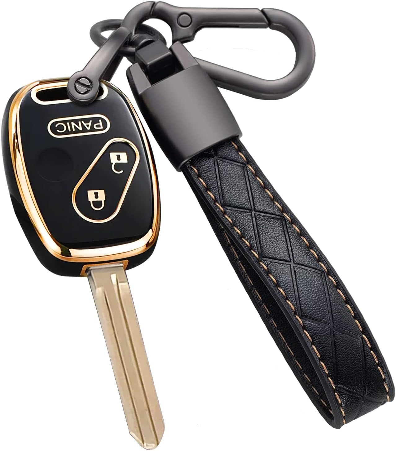 Key Fob Cover for Honda with Leather Keychain, Premium TPU Key Case Compatible with Honda 2003-2015 Accord Fit Civic EX CR-V Pilot Ridgeline Element Remote Smart Car Key Protector（4 Buttons Pink）