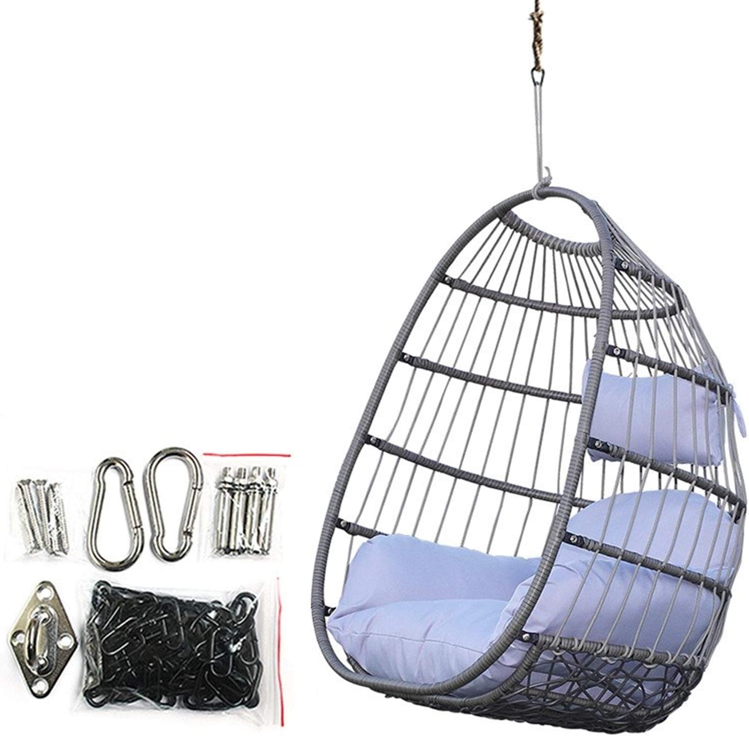 Vobajf Silla de Hamaca Nido Plegable Nórdico Silla Colgante Silla Interior Balcón Techo Colgando Cesta Colgante (Color : Black, Size : 85x110cm)