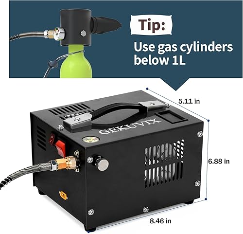 Miniatura 2 de Compresor de aire PCP 4500Psi30Mpa Rifle de bomba de aire PCP sin aguaaceite, compresor de pistola de aire PCP automotriz de 12 V CC 110 V CA con