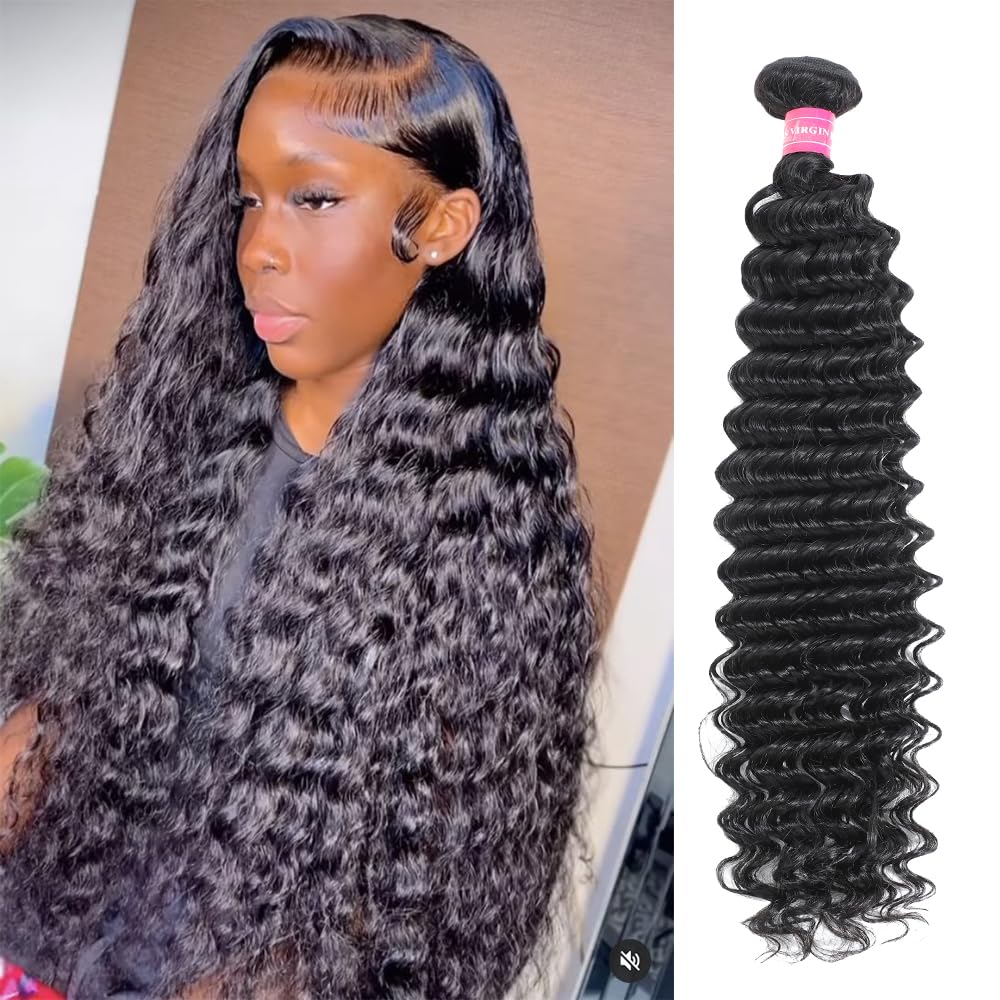 12A Deep Wave Human Hair Bundles Brazilian Virgin Deep Curly Bundles Human Hair 100% Unprocessed Virgin Raw Wet And Wavy Bundles Natural Black Color