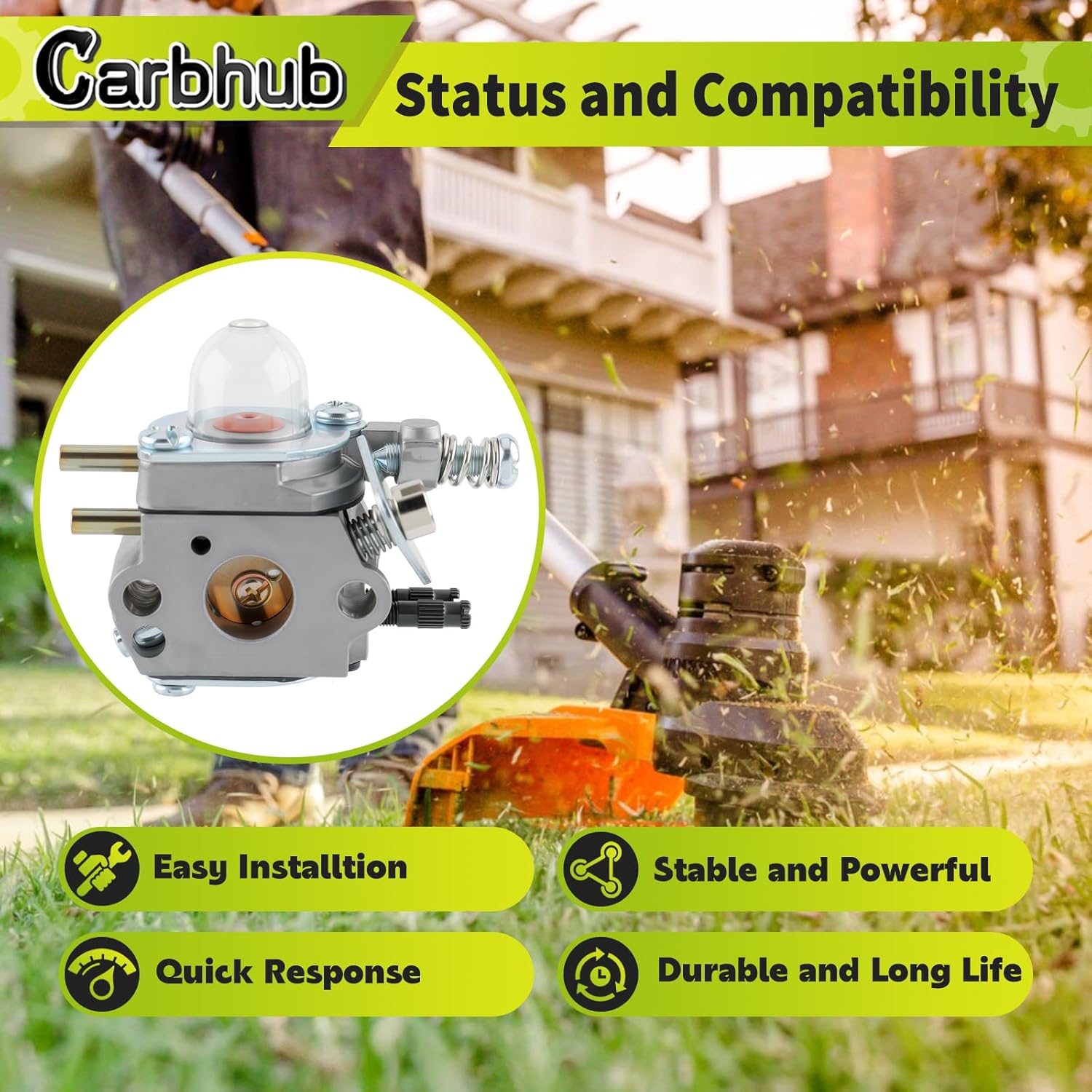 Carbhub Carburetor for Echo C1U-K29 C1U-K47 C1U-K52 SRM2100 SRM2100SB SRM2110 SRM2400C GT200 GT200EZR GT2000 PP1200 PP1250 PP1400 PP800 String Trimmer for 12520013314, 12520049030, 12520013316