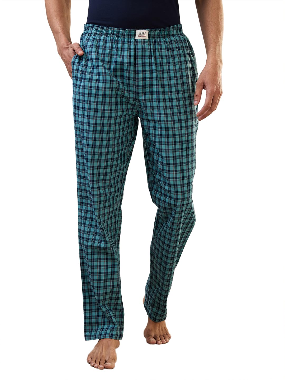raymond SleepZ Men Regular Fit Checks Pattern Pure Cotton Pyjama-picture-25