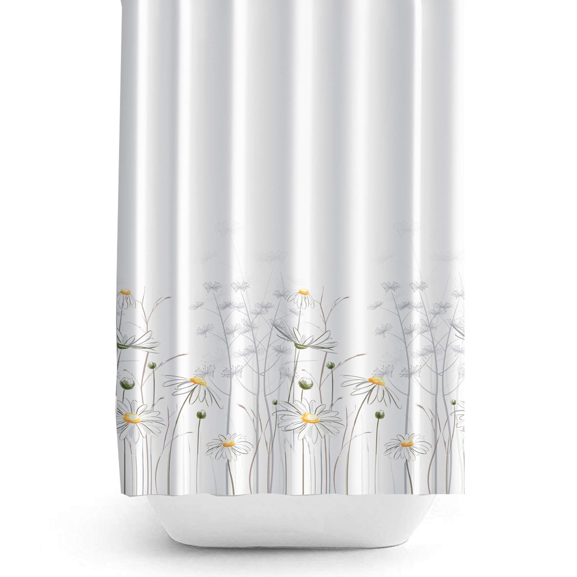 Tropik Home Daisies Extra Long Fabric Shower Curtain 180Cm Wide By 200Cm Drop,
