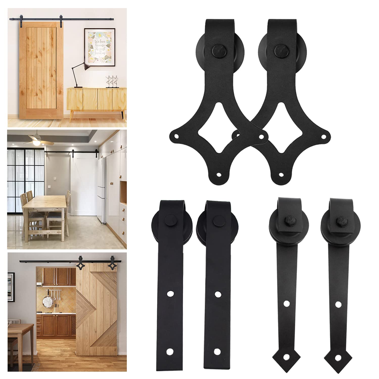 6 ft (183 cm) Binario per Porta Scorrevole Kit, acciaio al carbonio, per porte scorrevoli, Spessore anta applicabile: 35-45 cm, Nero