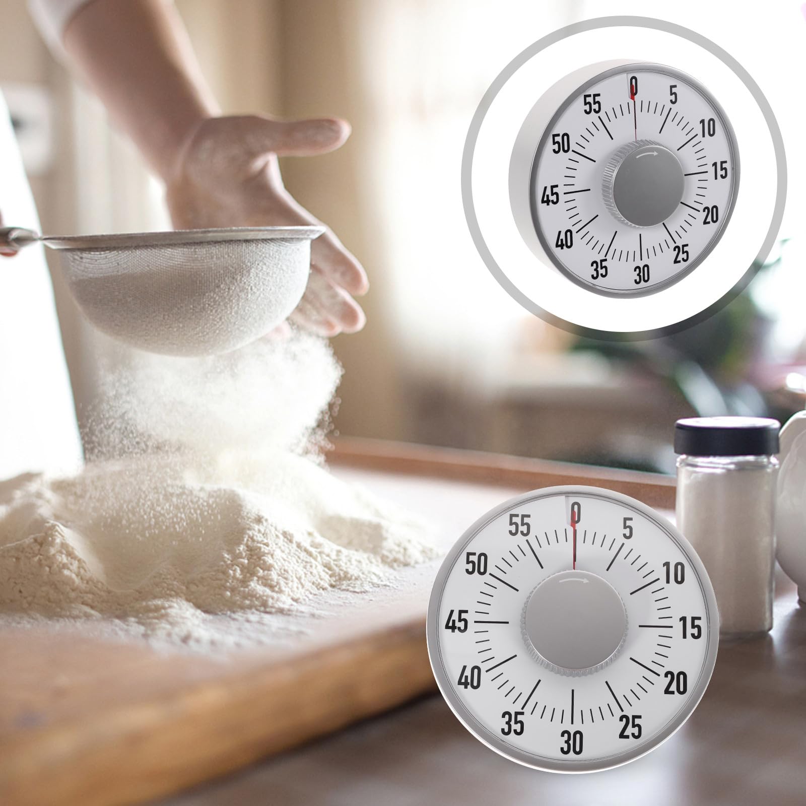Mechanische Zeitschaltuhr aus Abs Kunststoff mit Erinnerungsfunktion und 60 Minuten Countdown für Lernen und Übung in Weiß