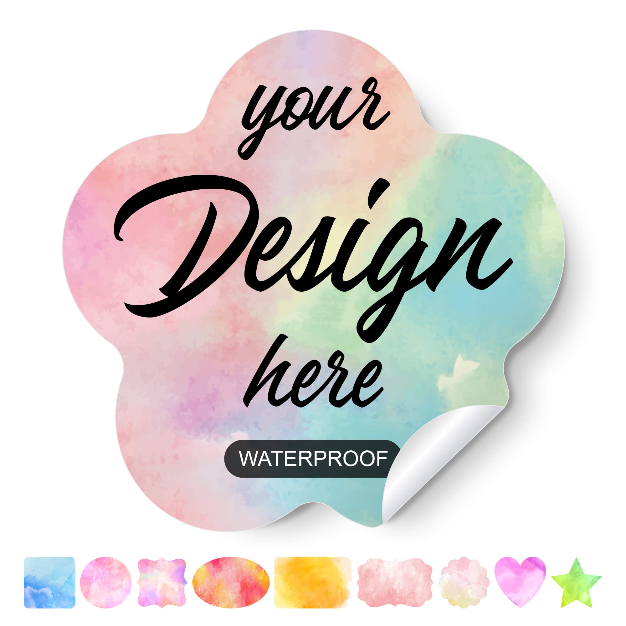 Custom Stickers Personalized Labels - Customized Stickers with Any Design Image Logo Text,Custom Stickers for Business Logo,Custom Thank You Label Stickers,100 Labels (Flower,4.5"x4.5")