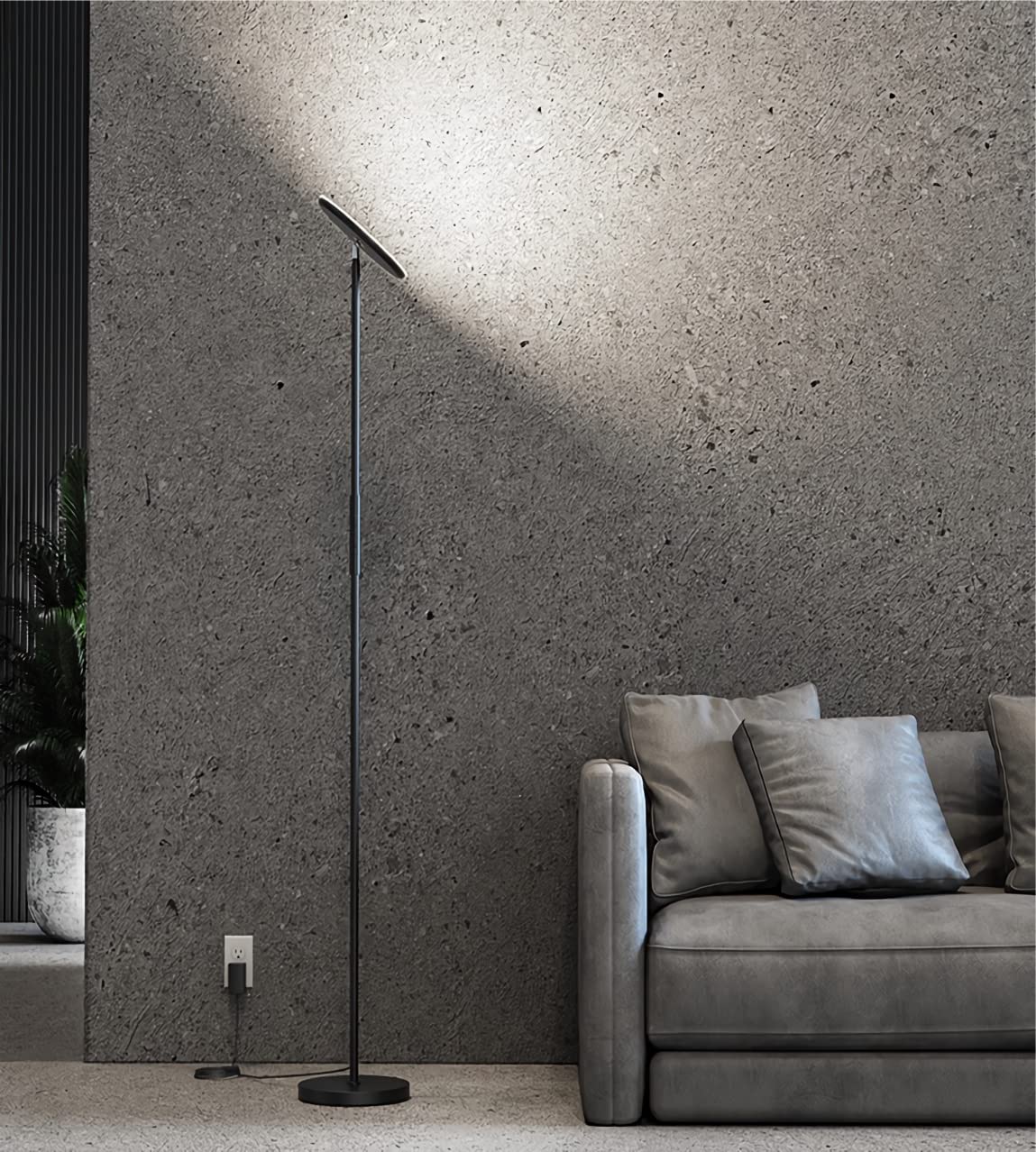 Wohnzimmerfuß SMART, WI-FI + Touch-Sensor + App-Steuerung, dimmbar, 3000 K-6000 K + RGB 25 W, schwarz matt lackiert, schwenkbar, drehbar, indirektes Licht.