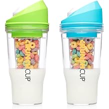 CRUNCHCUP Bundle & Save on Two Portable Cereal Tumblers - No Spoon, No Bowl, It's Cereal on the Go [Green & Blue]
